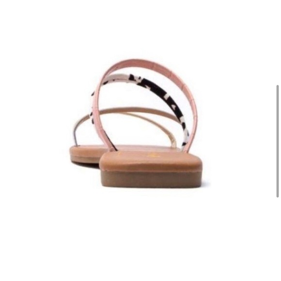 Strappy slide sandals in pink and cow print - Picture 3 of 5